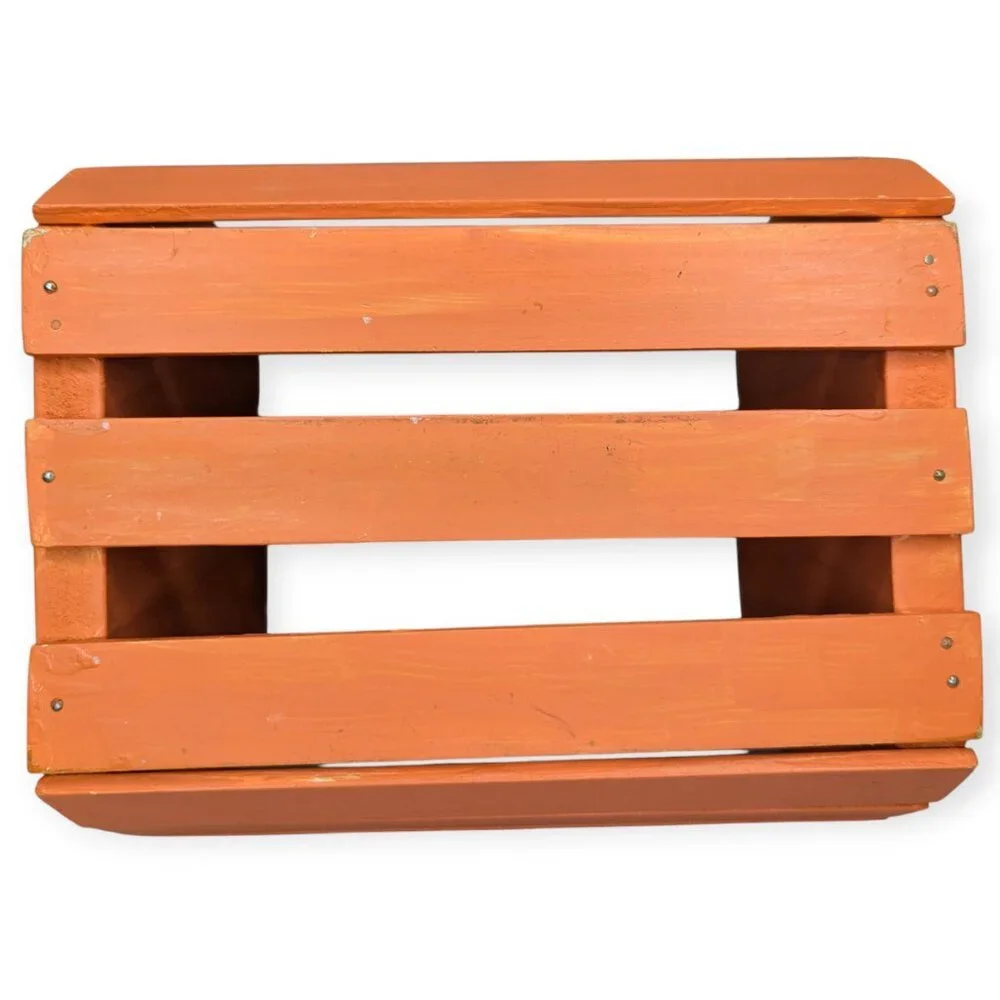 Festive Painted Pumpkin Shaped Wooden Crate/Box Decor